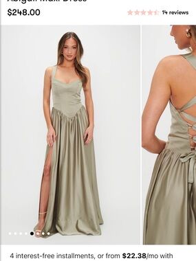 Show Me Your MuMu Abigail Maxi Dress ~ Moss Green Luxe Satin